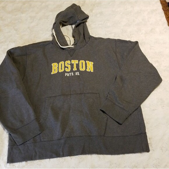 Old Navy Sweatshirt Mens Size 2XL Gray  Pullover Boston Phys Ed Hooded Grunge - Picture 1 of 10
